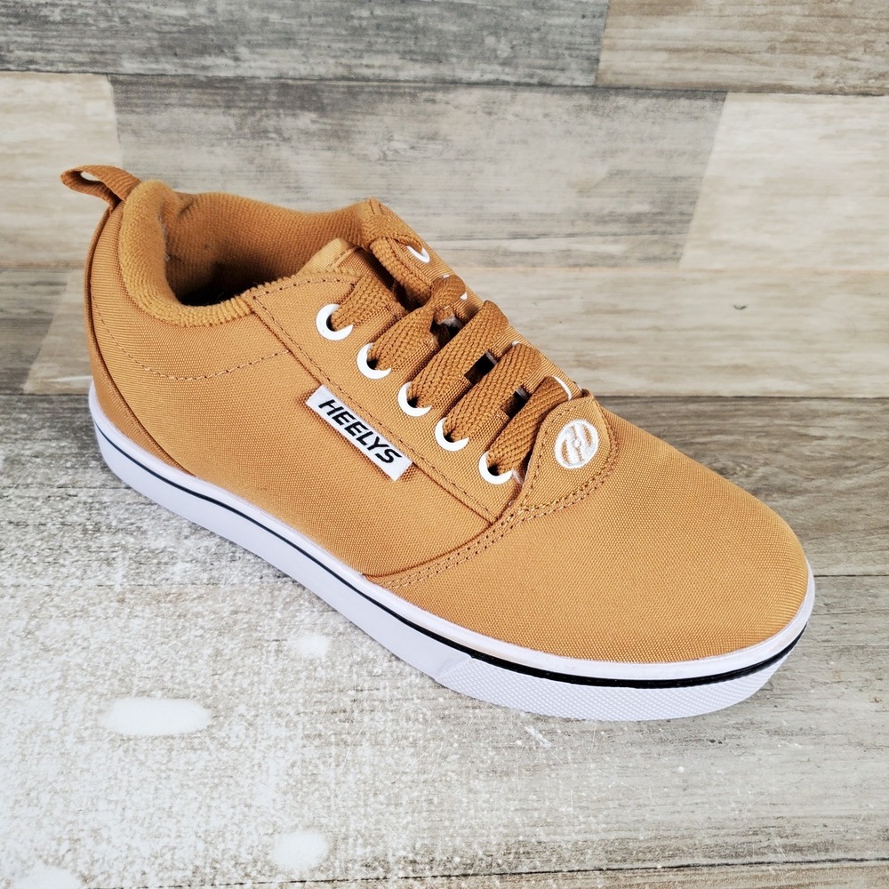 Heelys Pro 20 Skate Kids Athletic Shoes Sz 2 Tan Comfort Lace Up Slip On *read*